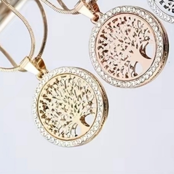 BEAUTIFUL GOLD Crystal Tree of Life Pendant Necklace on adjustable chain NEW - Picture 8 of 12